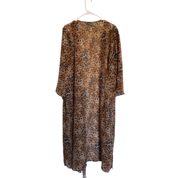 Sky Plus Leopard Print Sheer Long Kimono Robe Women’s Lightweight Duster - Picture 3 of 6
